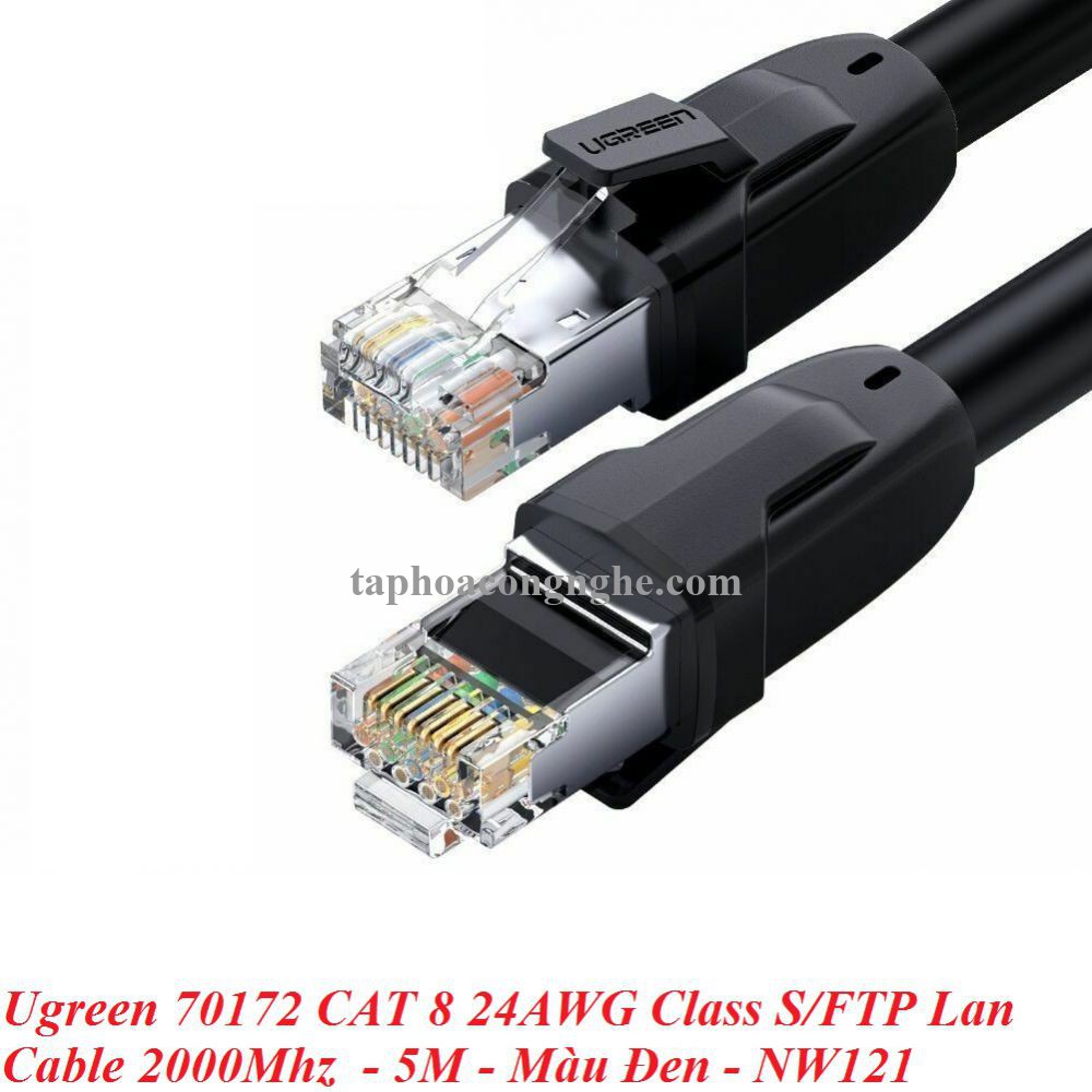 Ugreen 70172 5M CAT8 màu đen 24AWG S/FTP cáp mạng 2000Mhz bọc chống nhiễu NW121 30070172